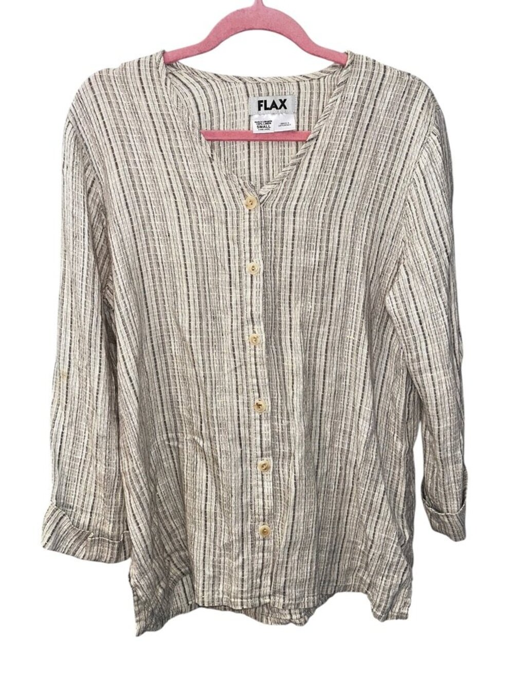 FLAX 100% Linen striped tunic top S